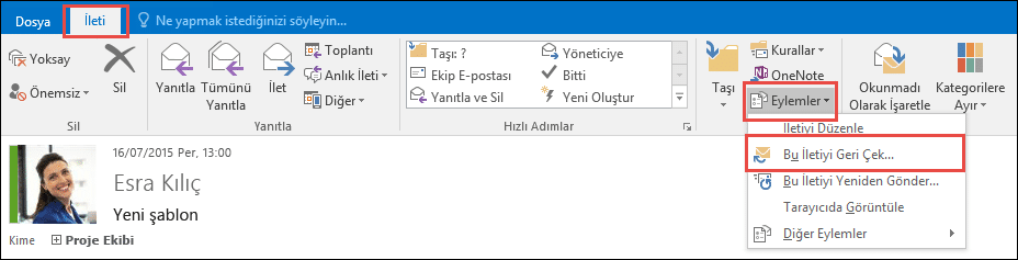 Outlook Mail Geri Cekme Nasil Yapilir