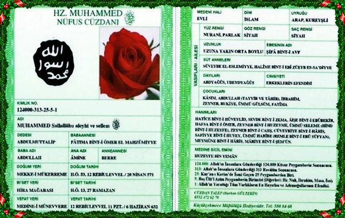 Peygamberimizin kimlik  bilgileri