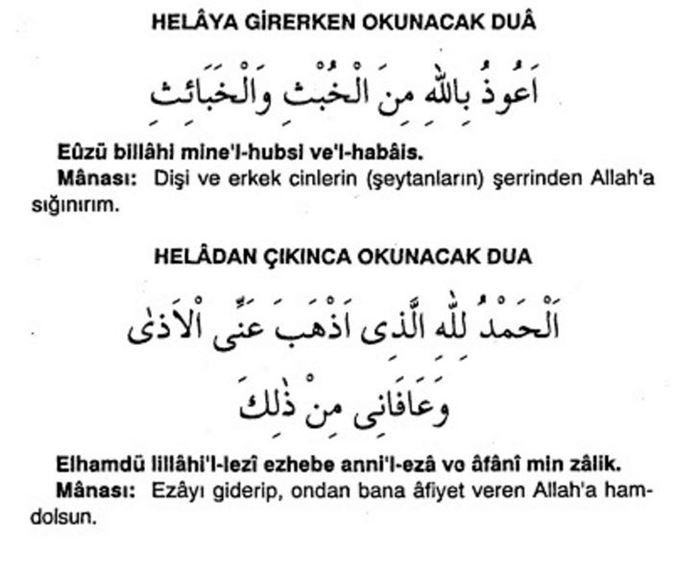 Tuvalete girmeden ve çıkarken okunan dualar