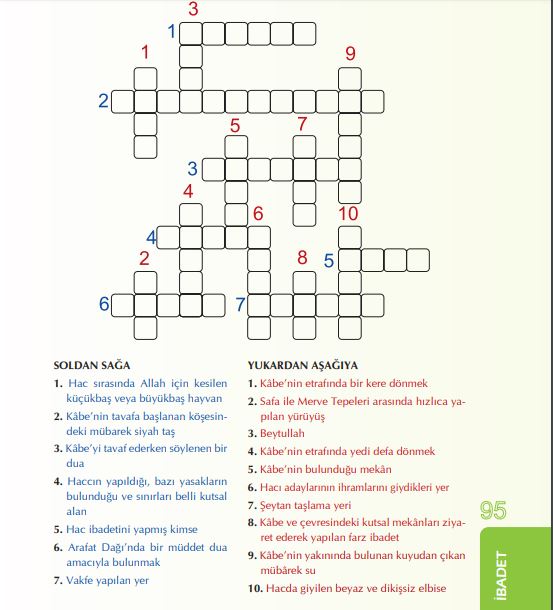 Zekat hac ve kurban ibadetiyle ilgili bulmaca