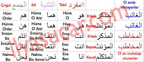 Arapça muttasıl (bitişik) ve munfasıl (ayrı) olan zamirler