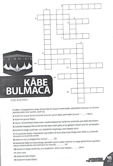 Hac ibadeti ve haccın yapılışı ile ilgili 20 soruluk özgün bulmaca