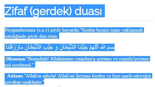 Evliliğin ilk gecesinde gerdekte okunması gereken dualar.