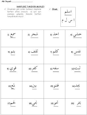 Yaz Kuran Kursu Materyalleri