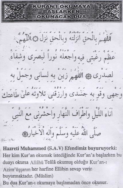 Kuran’a başlama Duası anlamı ve arapçası