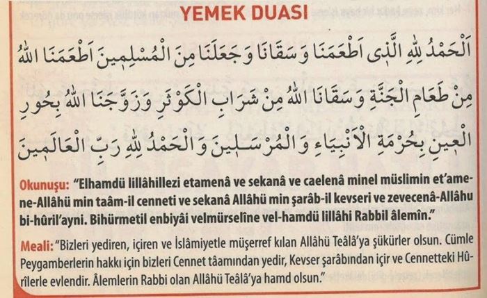 Arapça Yemek Duası ve Türkçe Anlamı