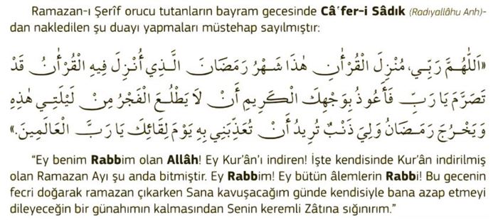 Bayram gecesi yapılacak dualar