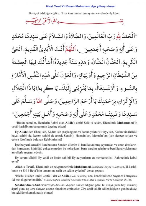 Hicri yılbaşı arapça duası