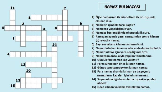 Namaz lie ilgili bulmacalar