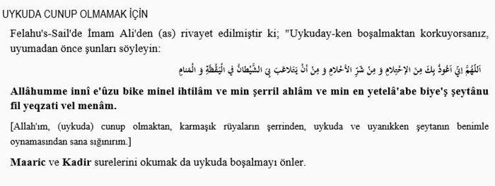 Rüyada İhtilam olmamak için dua