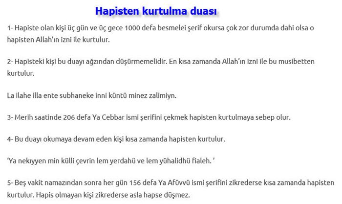 Hapisten kurtulma duası