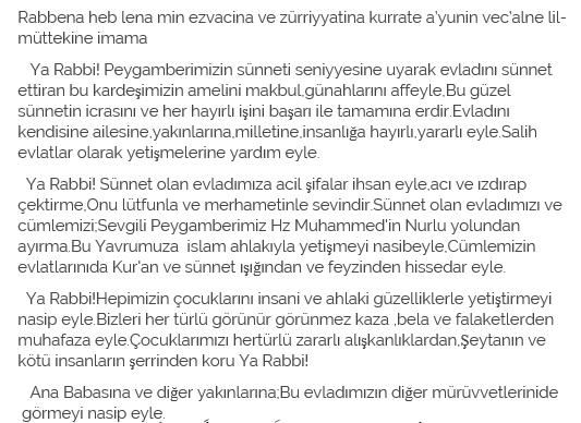 Çocuğu sünnet ettirirken okunacak dua