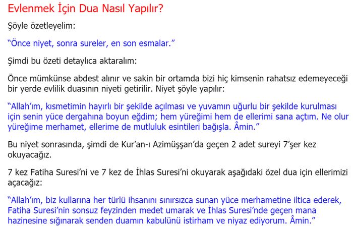 Kısmet için dua örneği