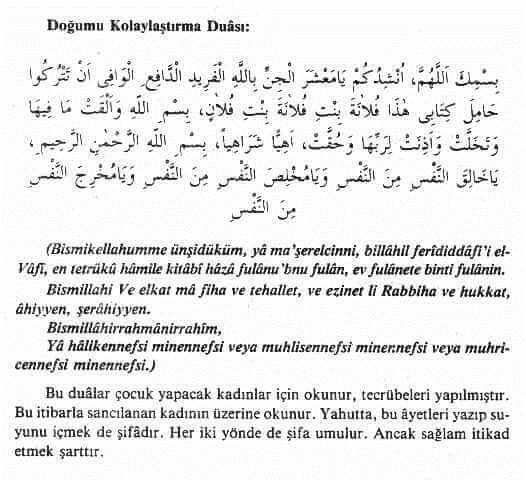 Doğum ile ilgili okunacak dua