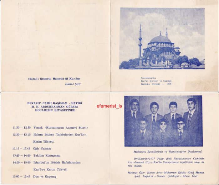 Kuran Hatim Programı için Davetiye