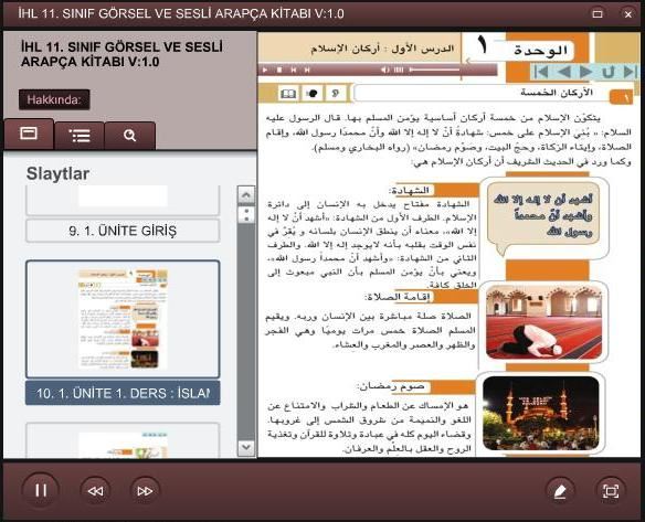 İHL 11. Sınıf Görsel ve sesli Arapça kitabı