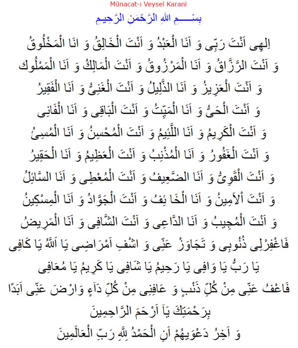 Münacat veysel karani