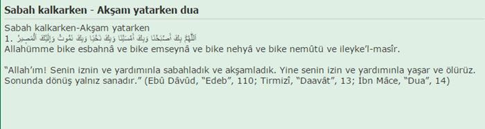 Sabah kalkarken – Akşam yatarken dua