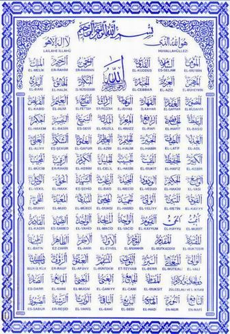 Esmaül Hüsna Arapça Yazılışı