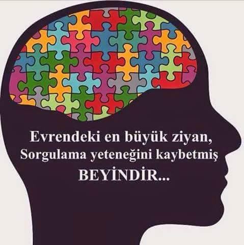 Evrende ki en büyük ziyan, sorgulama yeteneğini kaybetmiş “BEYİN”dir.
