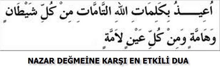 Nazar değmesine karşı okunacak dua
