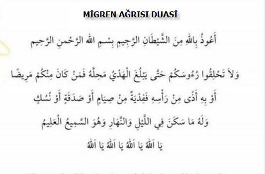 Migren ağrısı için dua