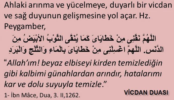 Vicdan azabından kurtulmak için okunacak dua