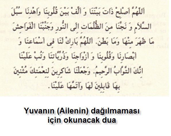 Yuvanın dağılmaması için okunacak dua