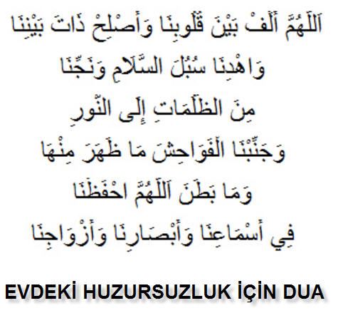 Evdeki huzursuzluk için okunacak dua