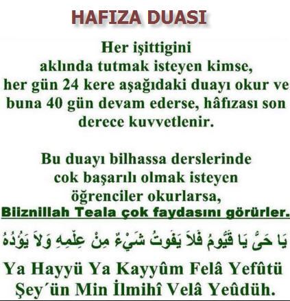 Okuduğunun aklında kalması için dua