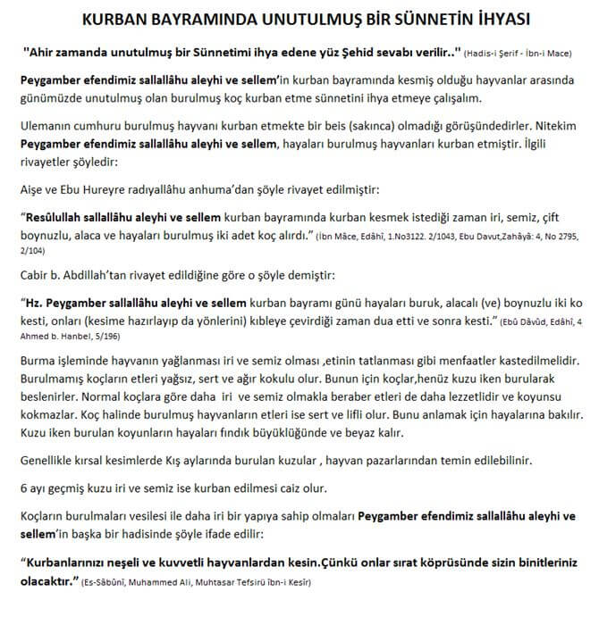 Kurban bayramında unutulmuş bir sünnetin ihyası