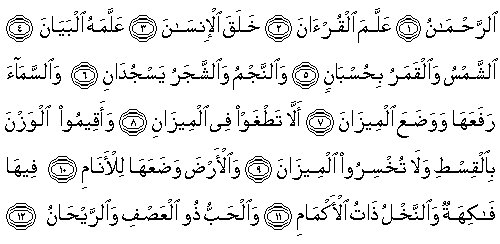 Kuran’ı Kerim Arapça (rahman Suresi ve türkcesi )