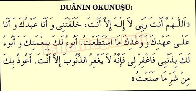 Seyyidül İstiğfar Duası