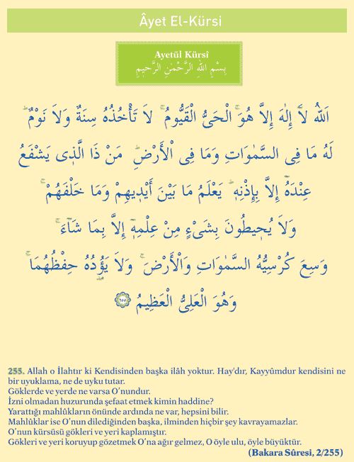 Ayet-el Kürsi Okunuşu ve Anlamı