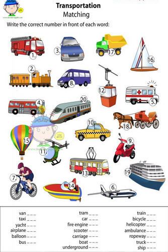 Çocuklara Resimler: Taşıtlar