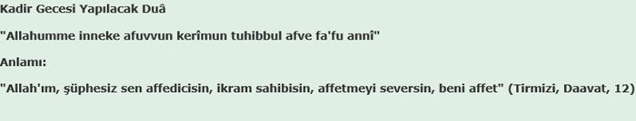 Kadir gecesinin duası ve anlamı nedir