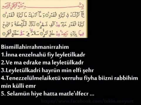 Kadir suresi okunuşu ve anlamı