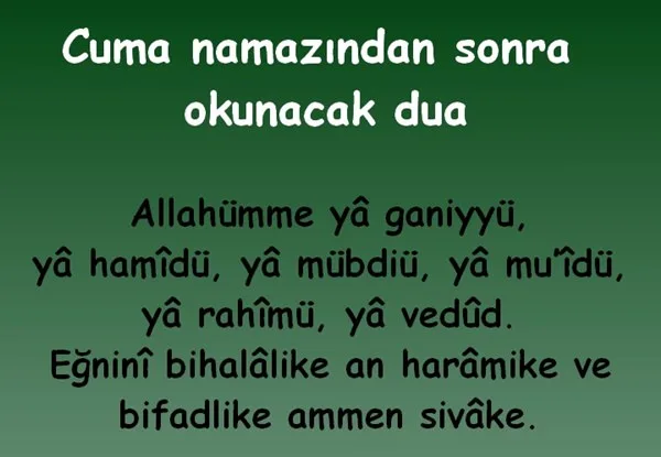 cuma namazindan sonraki dua