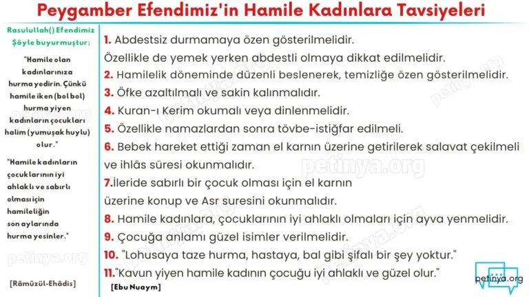 peygamber efendimiz'in hamile kadınlara tavsiyeleri