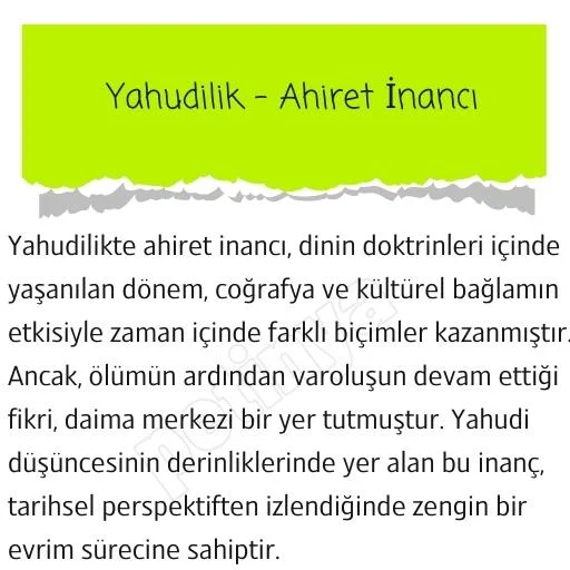 yahudilik ahiret inanci