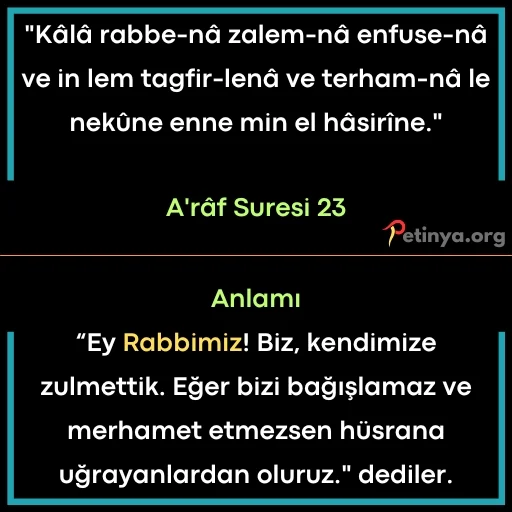 kisa ayetler araf suresi 23