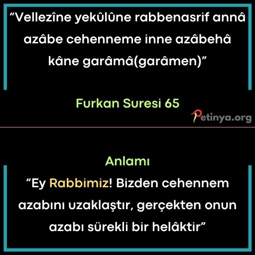 kisa ayetler furkan suresi 65