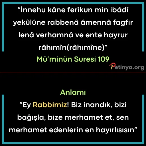 kisa ayetler muminun suresi 109